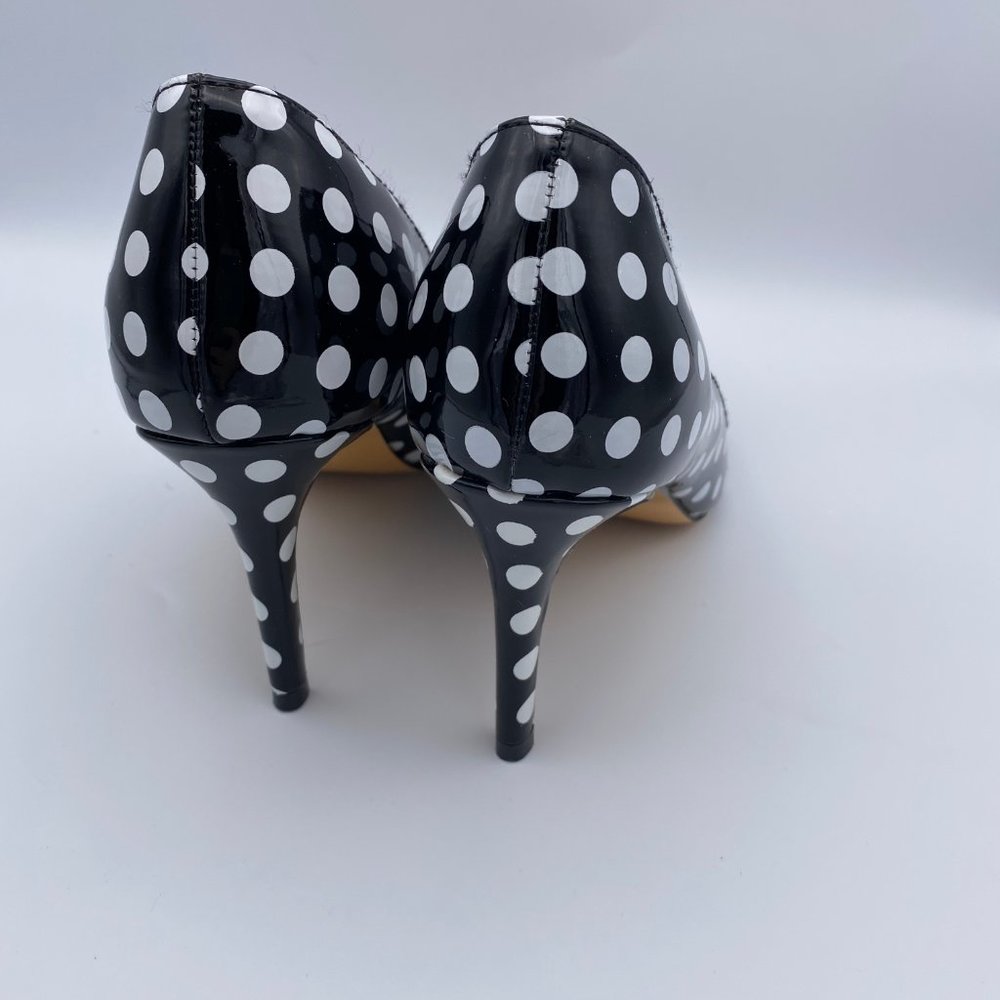 YDN Chic Pointed Toe Mid Heel Pumps Polka Dots - Picture 4 of 7